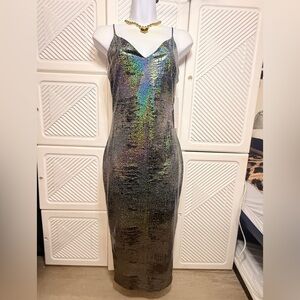 Iridescent Black Slip Dress